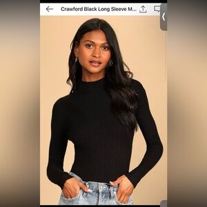 Black Ribbed Long Sleeve Bodysuit